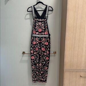 Needle & Thread Floral Embroidered Black Jumpsuit